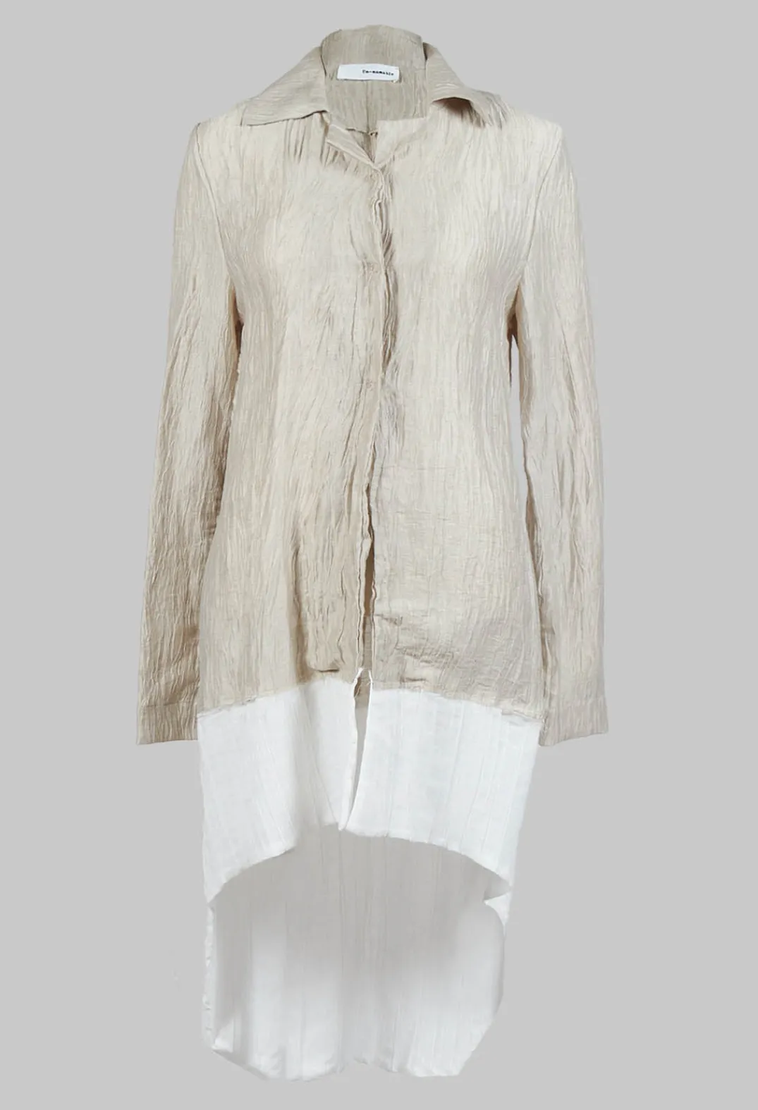 Un-namable Coats^Deva Coat with Contrasting Fabric in Beige