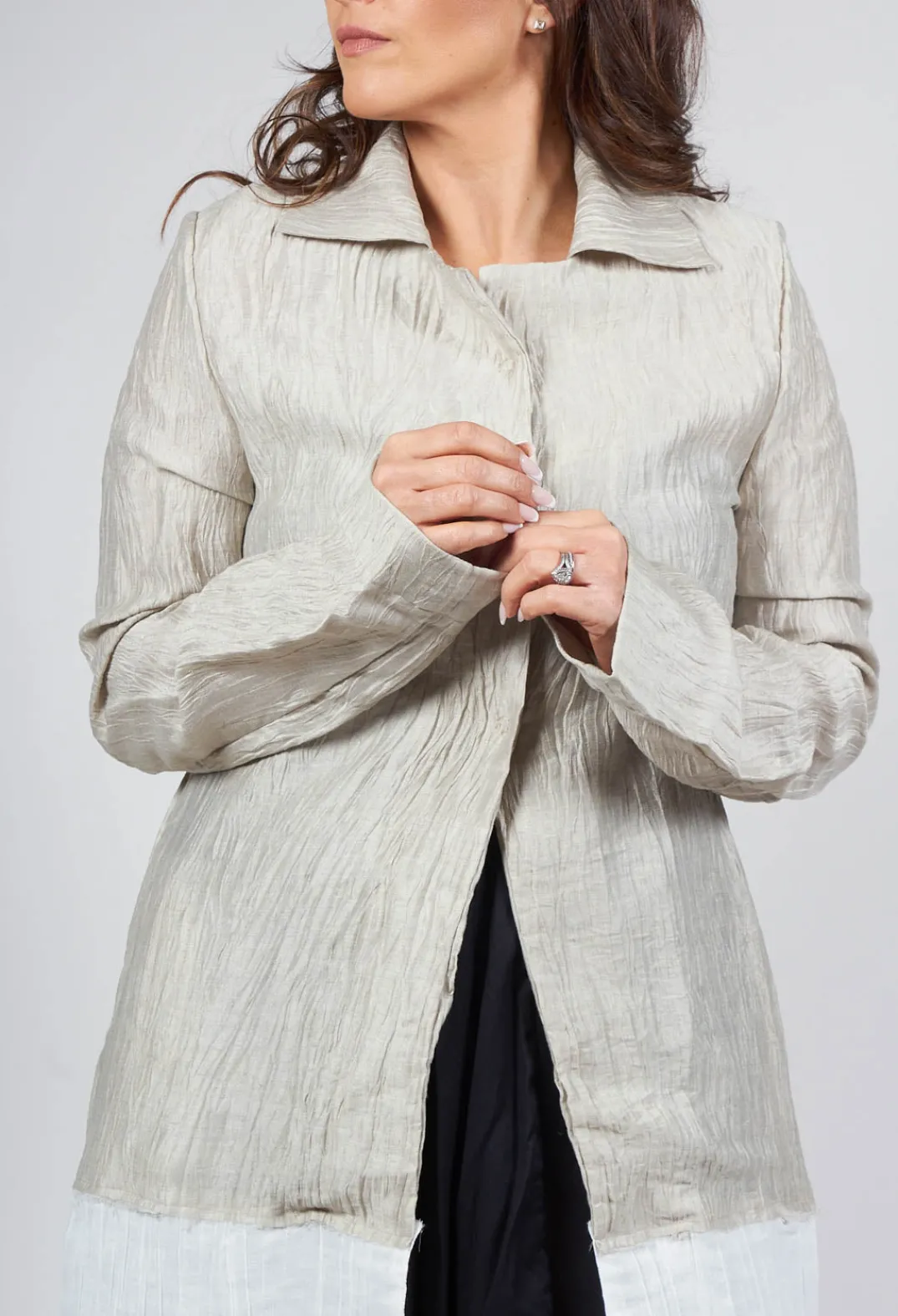 Un-namable Coats^Deva Coat with Contrasting Fabric in Beige