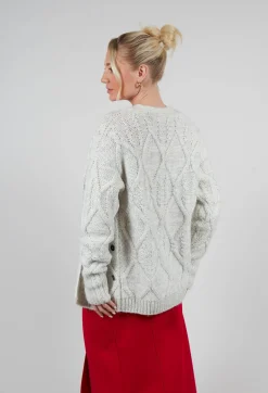 Sarah Pacini Cardigans^Diamond Cable Knit Cardigan in Cream