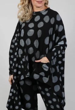 Bread and Butter Shirts & Blouses^Dip Back Top in Grey Pois