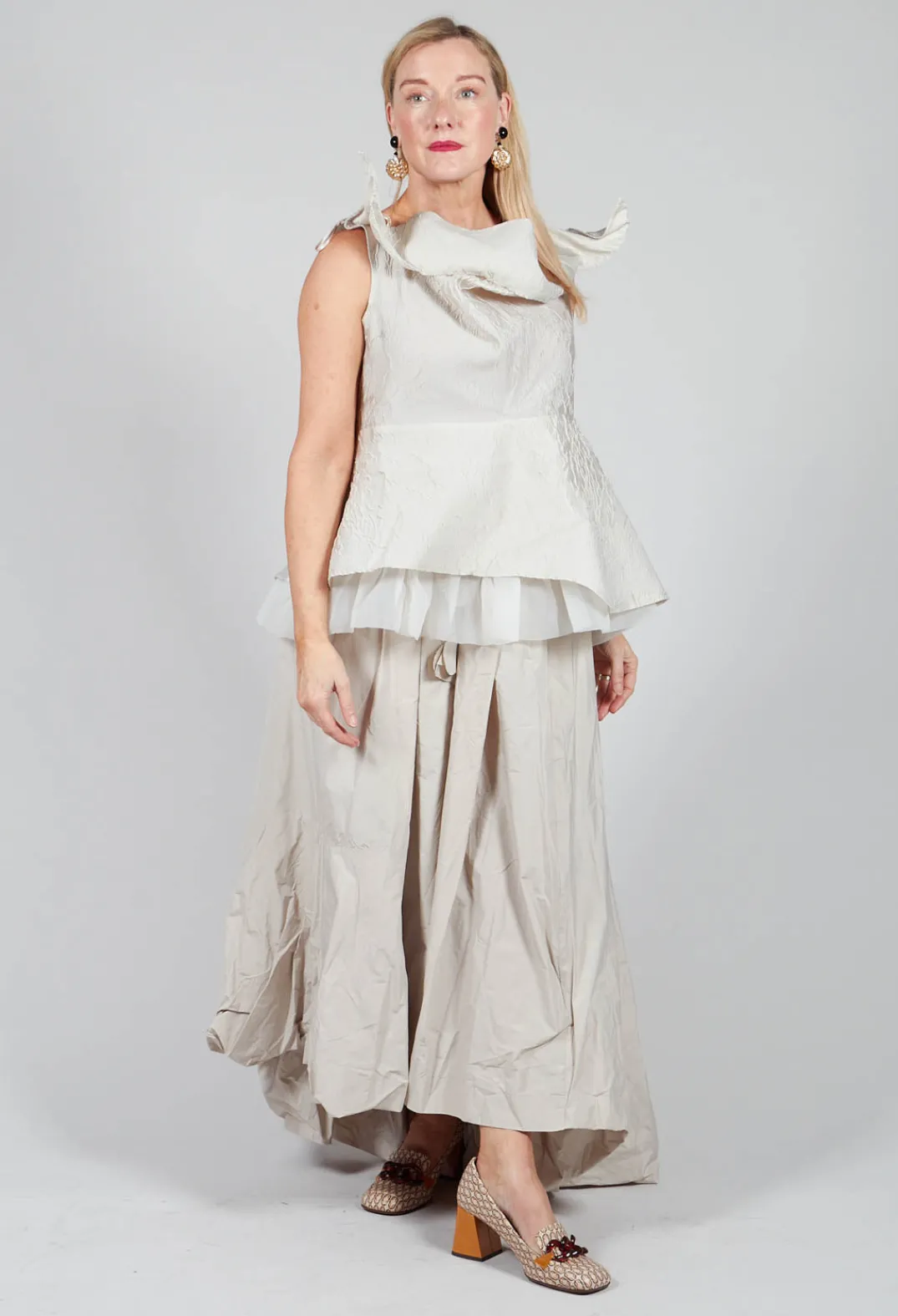 Bize Skirts^Dipped Hemline Skirt in Beige