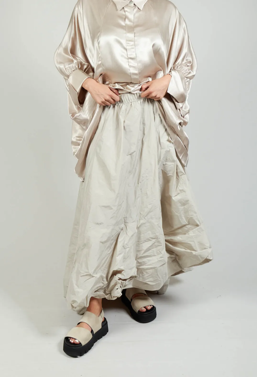 Bize Skirts^Dipped Hemline Skirt in Beige