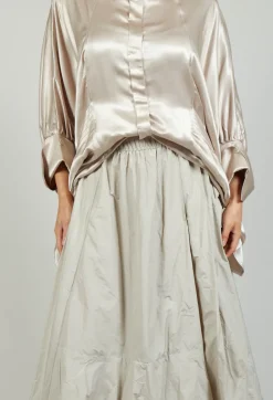 Bize Skirts^Dipped Hemline Skirt in Beige