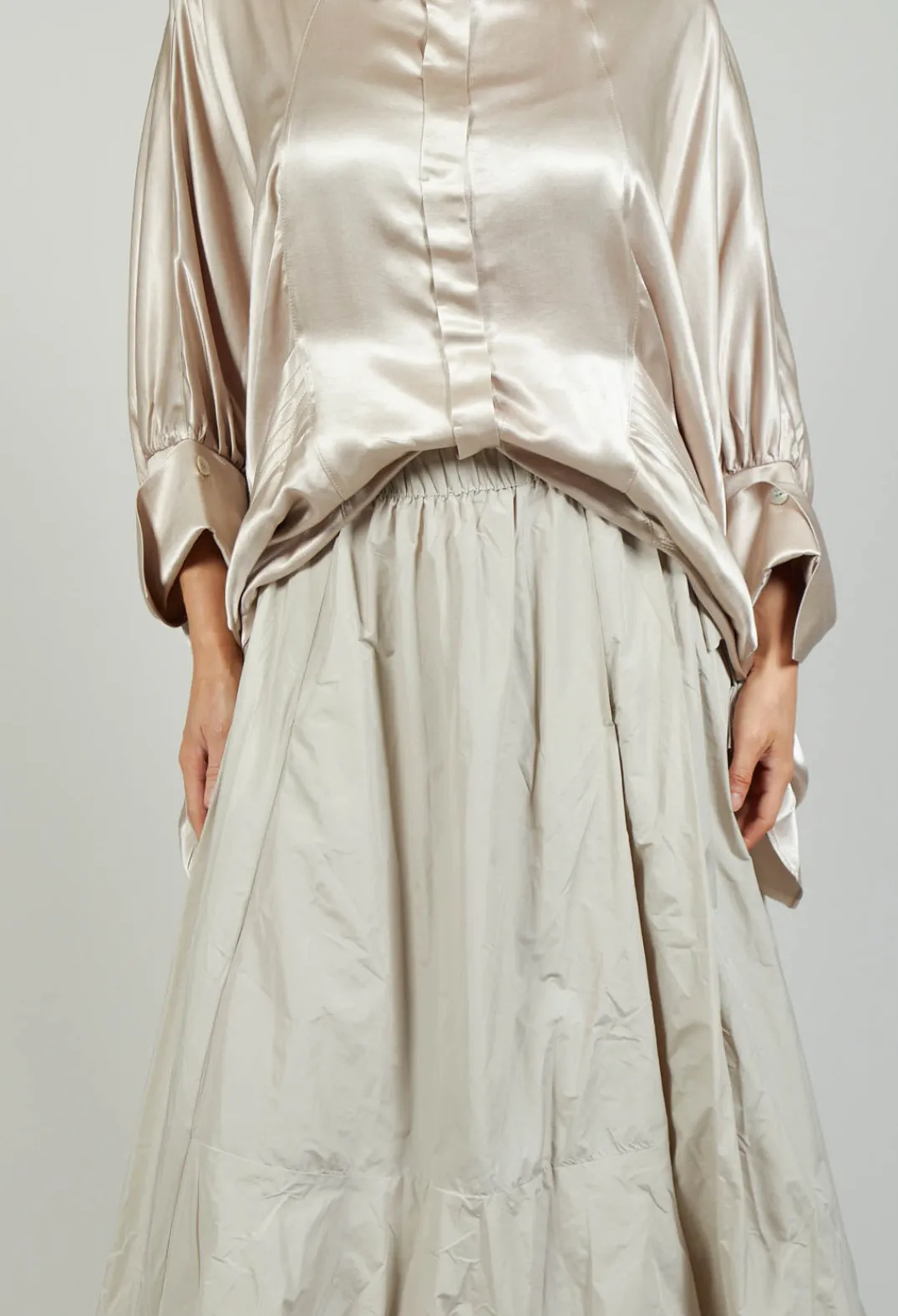 Bize Skirts^Dipped Hemline Skirt in Beige
