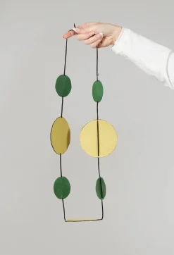 Bread and Butter Necklaces^Disc Necklace in Lime with Green Pois