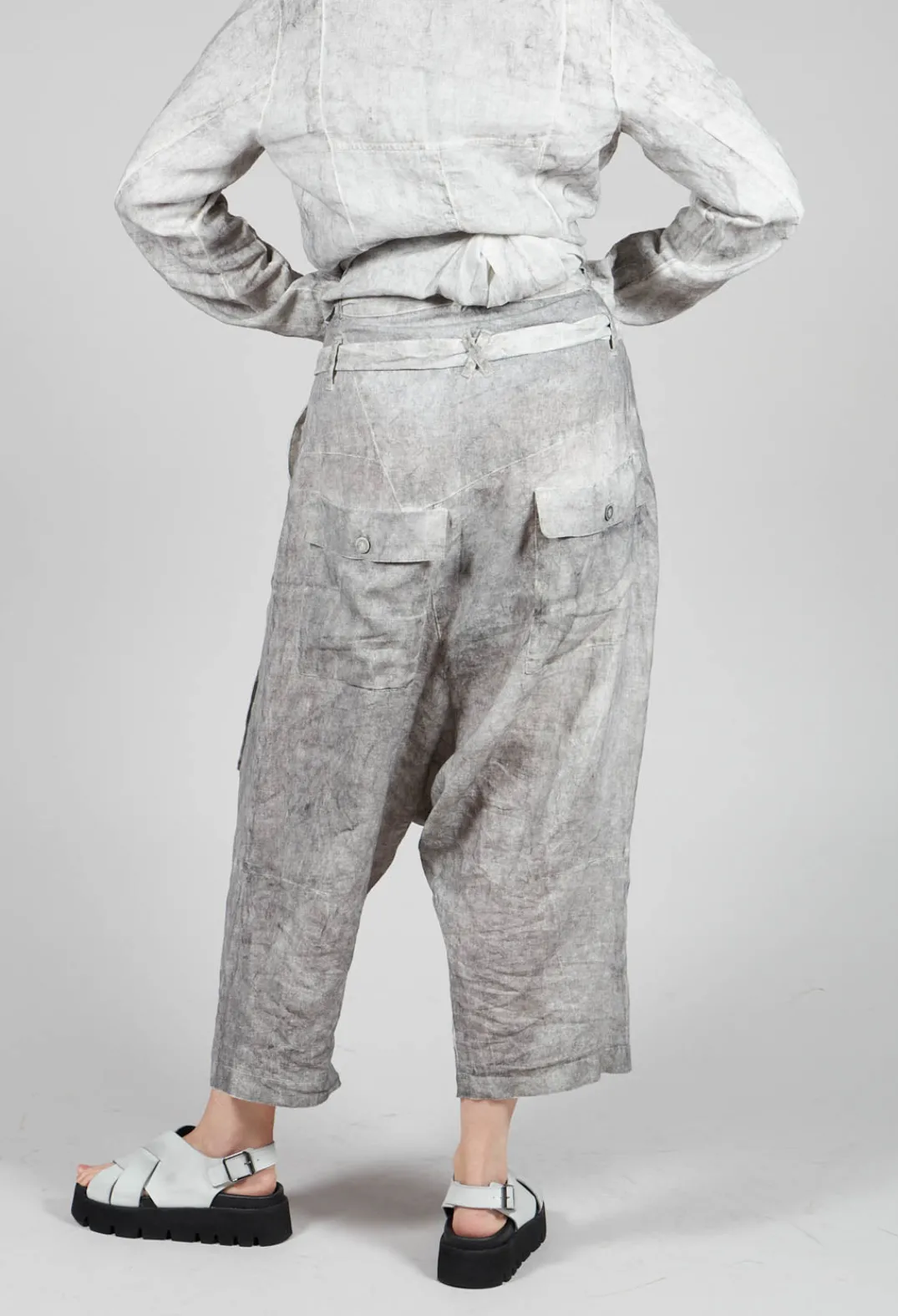 Pal Offner Trousers^Double Belted Trousers in Dark Marble
