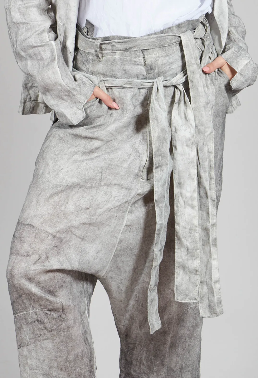 Pal Offner Trousers^Double Belted Trousers in Dark Marble