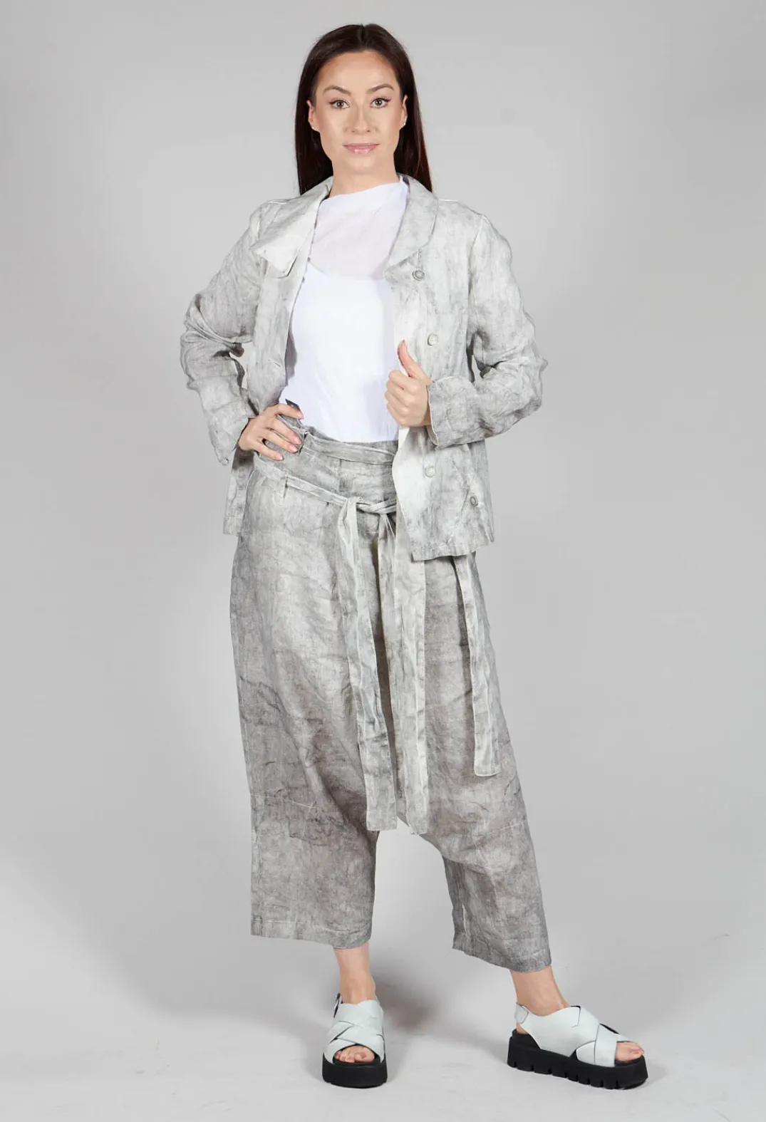 Pal Offner Trousers^Double Belted Trousers in Dark Marble