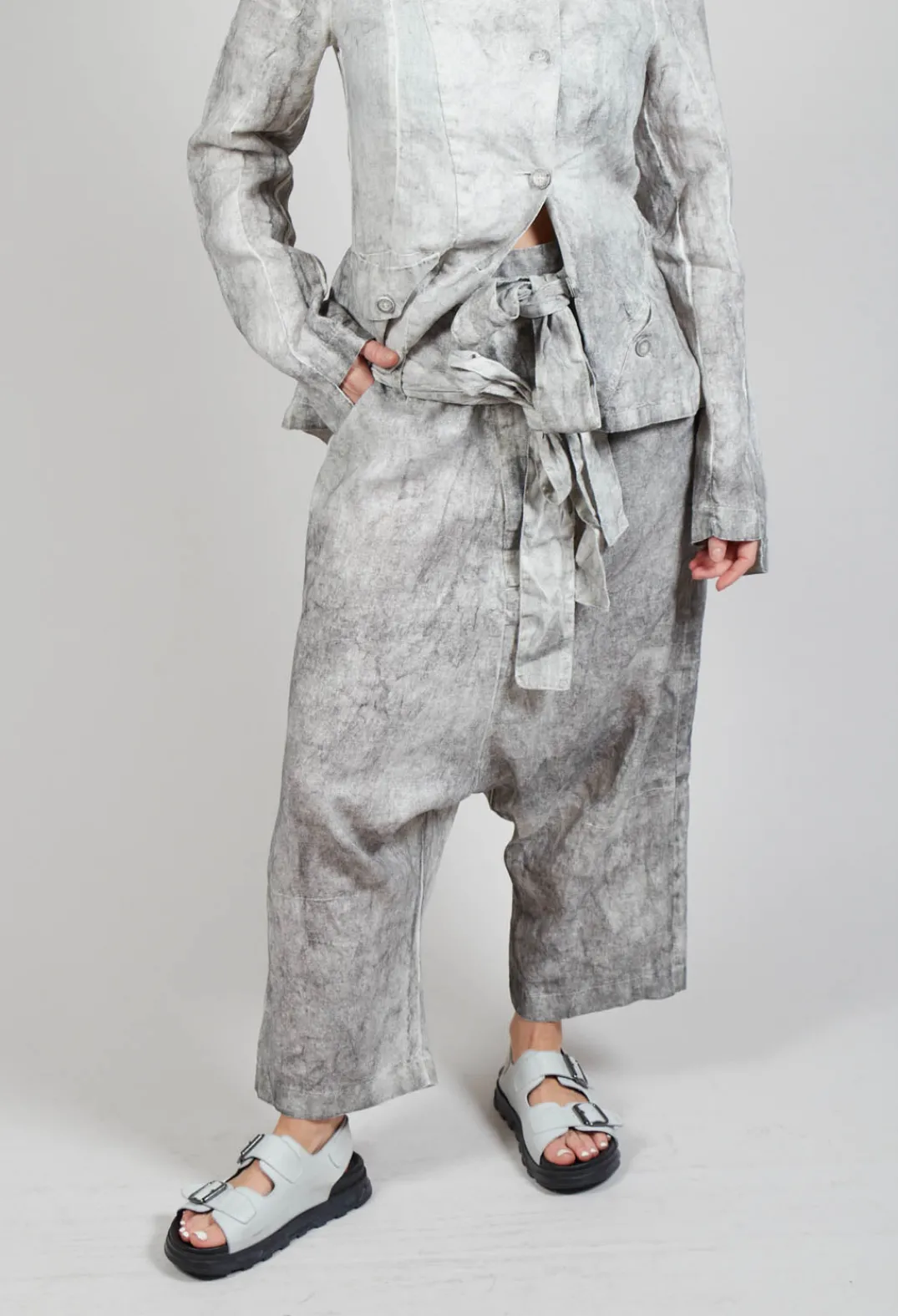 Pal Offner Trousers^Double Belted Trousers in Dark Marble