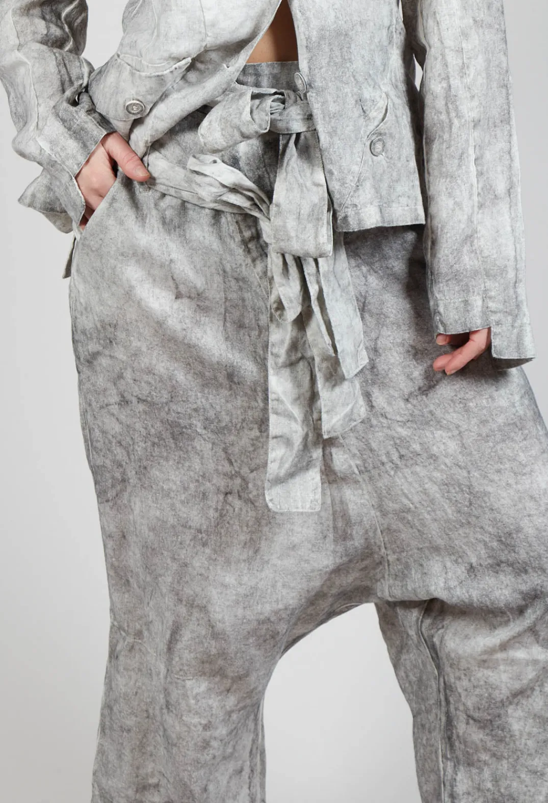 Pal Offner Trousers^Double Belted Trousers in Dark Marble