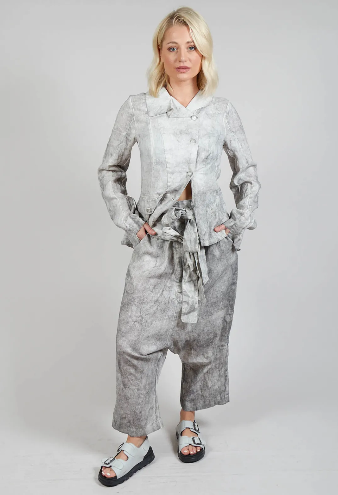 Pal Offner Trousers^Double Belted Trousers in Dark Marble