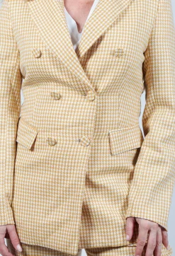 Beatrice B Jackets^Double Breasted Blazer in Cream Yellow