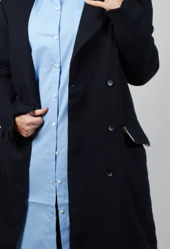 Marc Point Jackets^Double Breasted Coat in Navy Blue