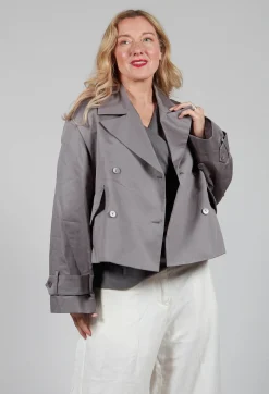 Malloni Coats^Double Breasted Short Jacket in Acciaio