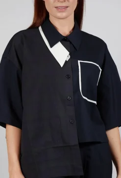 SOH Shirts & Blouses^Double Collar Shirt in Navy