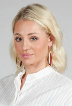 Miriamnori Earrings^Double Oval Hoop Earrings in Red Multicolour