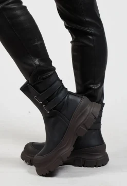 Lofina Boots^Double Strap Ankle Boots in Gasoline Nero