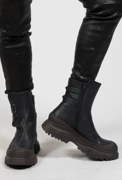 Lofina Boots^Double Strap Ankle Boots in Gasoline Nero