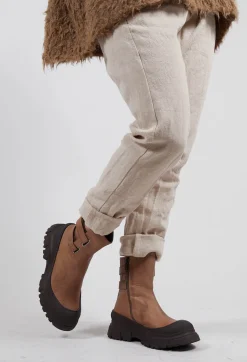 Lofina Boots^Double Strap Ankle Boots in Gasoline Taupe