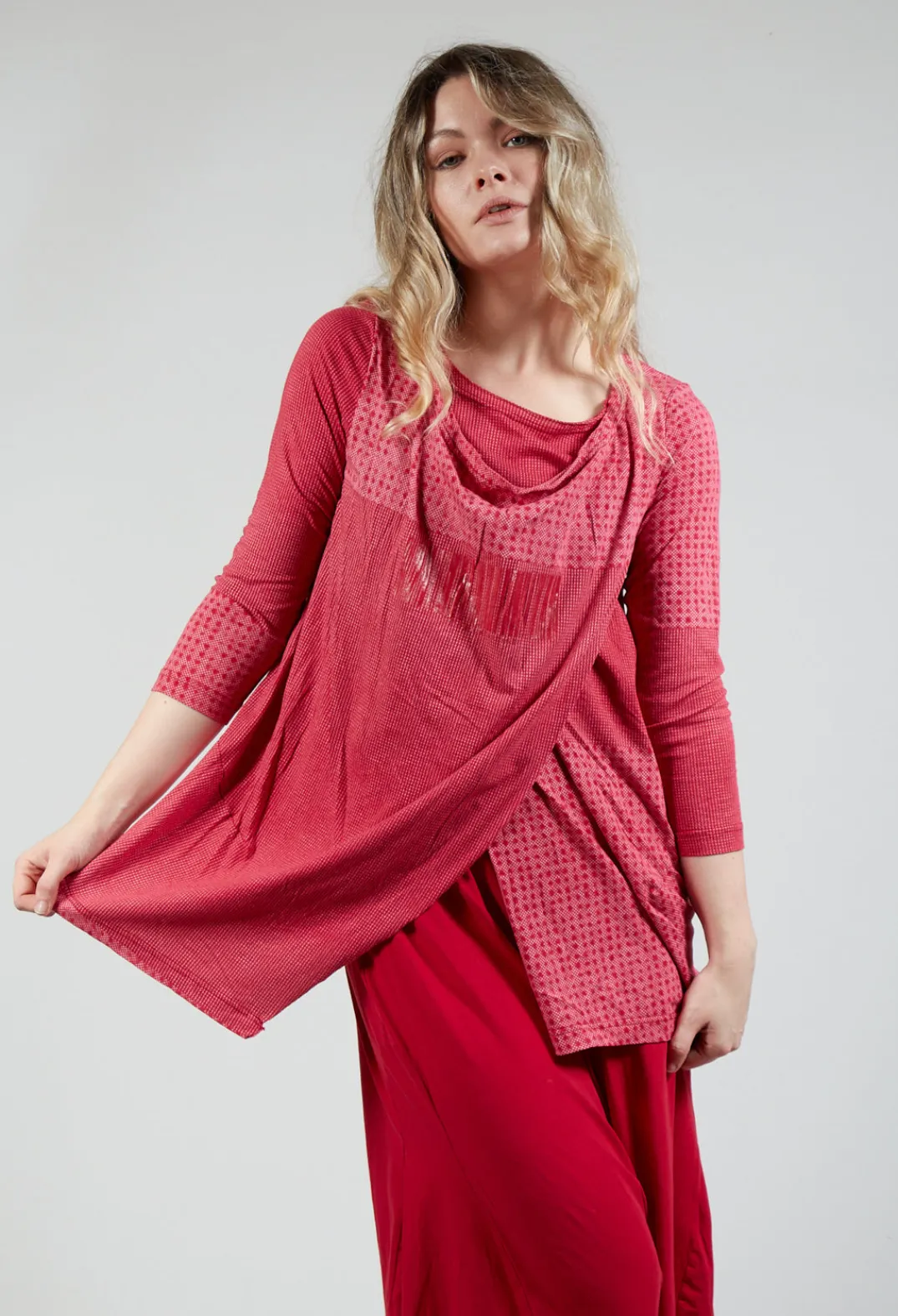 Rundholz Black Label Tops^Draped Jersey Top in Chili Print