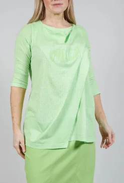 Rundholz Black Label Tops^Draped Jersey Top in Lime Print