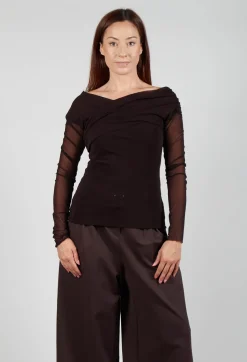 Mei Meij Tops^Draped Mesh Top in Java