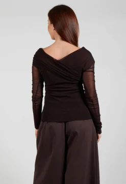Mei Meij Tops^Draped Mesh Top in Java