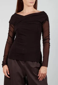 Mei Meij Tops^Draped Mesh Top in Java