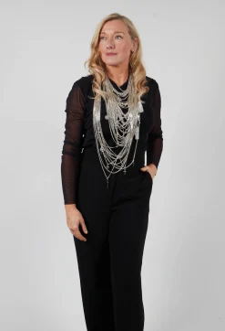 Mei Meij Tops^Draped Mesh Top in Nero