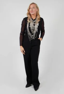 Mei Meij Tops^Draped Mesh Top in Nero