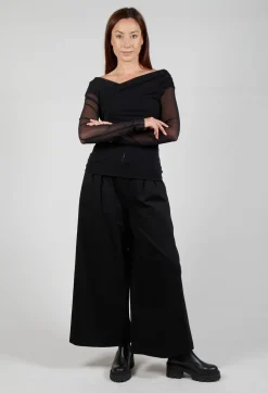 Mei Meij Tops^Draped Mesh Top in Nero