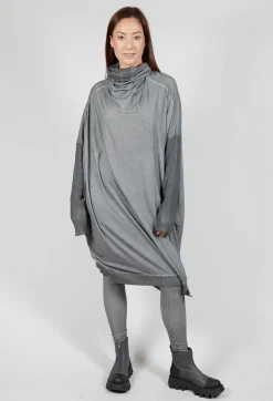 Rundholz Dip Dresses^Draped Neckline Sweater Dress in Pencil Cloud