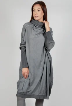 Rundholz Dip Dresses^Draped Neckline Sweater Dress in Pencil Cloud