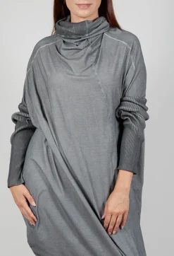 Rundholz Dip Dresses^Draped Neckline Sweater Dress in Pencil Cloud