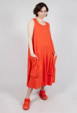 Rundholz Dip Dresses^Draped Sleeveless Dress with Back Pleats in Mandarine