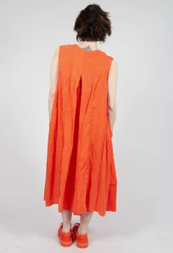Rundholz Dip Dresses^Draped Sleeveless Dress with Back Pleats in Mandarine