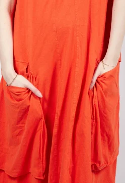 Rundholz Dip Dresses^Draped Sleeveless Dress with Back Pleats in Mandarine