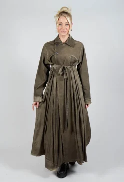 Sanctamuerte Dresses^Dress Coat in Gabardina and Raso di Viscosa Green Tuscany