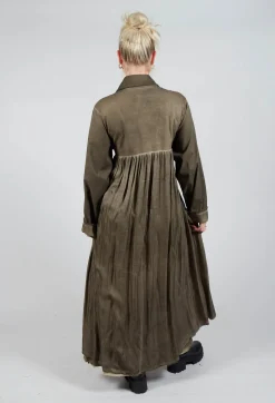 Sanctamuerte Dresses^Dress Coat in Gabardina and Raso di Viscosa Green Tuscany