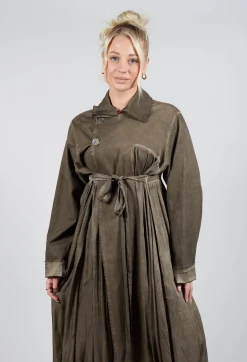 Sanctamuerte Dresses^Dress Coat in Gabardina and Raso di Viscosa Green Tuscany