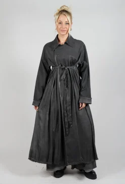 Sanctamuerte Dresses^Dress Coat in Gabardina and Raso di Viscosa Grey Storm
