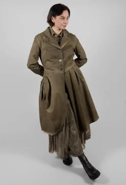 Sanctamuerte Dresses^Dress Dust Coat in Gabardina and Viscosa Seta Green Tuscany