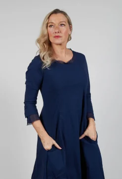 Rundholz Black Label Dresses^Dress with Mesh Detail Hems in Navy