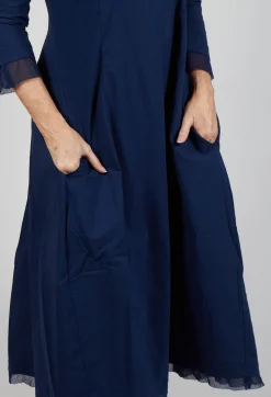Rundholz Black Label Dresses^Dress with Mesh Detail Hems in Navy