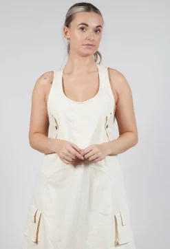 Rundholz Dip Dresses^Drop Armhole Dress with Pull Toggle Hemline in Greige