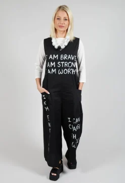 Bread and Butter Jumpsuits^Drop Crotch Jumpsuit with Lettering in Black