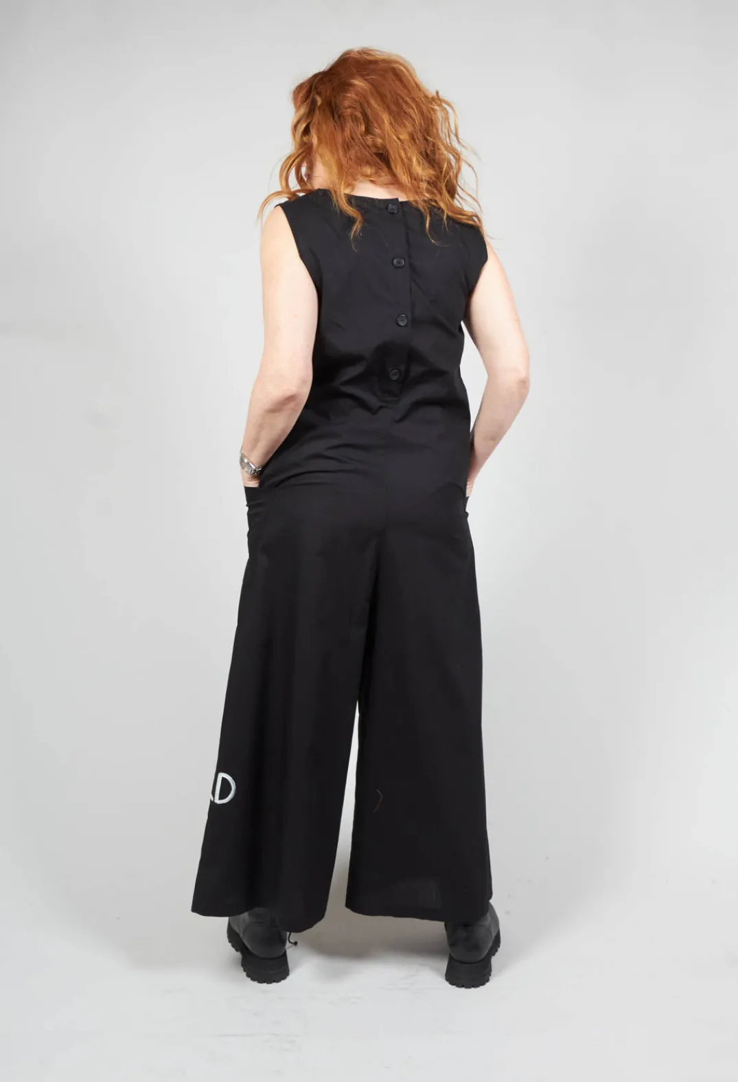 Bread and Butter Jumpsuits^Drop Crotch Jumpsuit with Lettering in Black