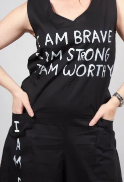 Bread and Butter Jumpsuits^Drop Crotch Jumpsuit with Lettering in Black