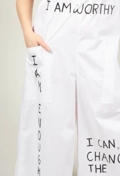 Bread and Butter Jumpsuits^Drop Crotch Jumpsuit with Lettering in White