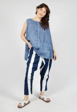 Rundholz Black Label Trousers^Drop Crotch Pull On Trousers in Navy Print